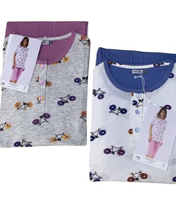 Pigiama donna a manica corta e pinocchietto in cotone Karelpiu' KE0112 - CIAM Centro Ingrosso Abbigliamento
