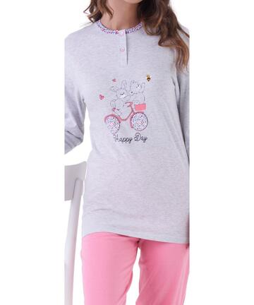 Pigiama donna a serafino in jersey di cotone Karelpiu' KE0138 - CIAM Centro Ingrosso Abbigliamento