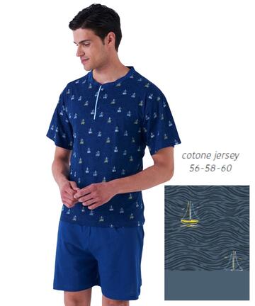 Pigiama uomo CALIBRATO corto in jersey di cotone Karelpiu KE0265 - CIAM Centro Ingrosso Abbigliamento