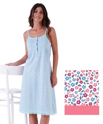 Camicia da notte donna in jersey di cotone a spallina Karelpiu' KE0310