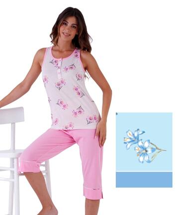 Pigiama donna calibrato a spalla larga e pinocchietto Karelpiu' KE0335 - CIAM Centro Ingrosso Abbigliamento