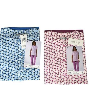 Pigiama donna a manica corta aperto in jersey di cotone Karelpiu' KE0341 - CIAM Centro Ingrosso Abbigliamento