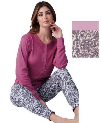 Pigiama donna in jersey di cotone caldo Karelpiu' KF9043 - CIAM Centro Ingrosso Abbigliamento