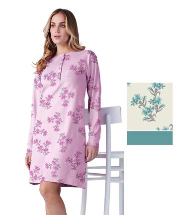 Camicia da notte donna in jersey di cotone caldo Karelpiu' KF9001 - CIAM Centro Ingrosso Abbigliamento
