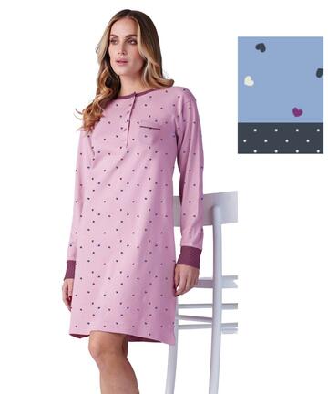 Camicia da notte donna in jersey di cotone caldo Karelpiu' KF9029 - CIAM Centro Ingrosso Abbigliamento