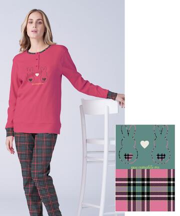 Pigiama donna in jersey di cotone caldo Karelpiu' KF9070 - CIAM Centro Ingrosso Abbigliamento