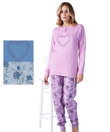 Karelpiu' KF9078 women's warm cotton fleece pajamas - CIAM Centro Ingrosso Abbigliamento