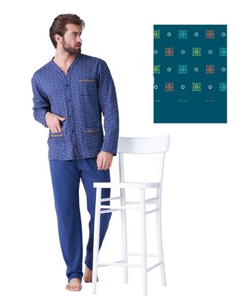 Pigiama uomo aperto in jersey di cotone caldo Karelpiu' KF9310