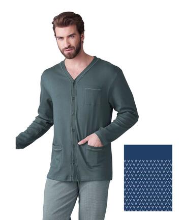 Pigiama uomo calibrato aperto in jersey di cotone caldo Karelpiu' KF9319 - CIAM Centro Ingrosso Abbigliamento