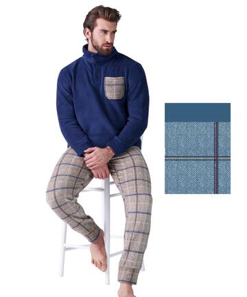 Pigiama uomo in caldo PILE coral Karelpiu' KF9360 - CIAM Centro Ingrosso Abbigliamento