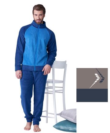 Pigiama uomo con zip in caldo PILE coral Karelpiu' KF9368 - CIAM Centro Ingrosso Abbigliamento