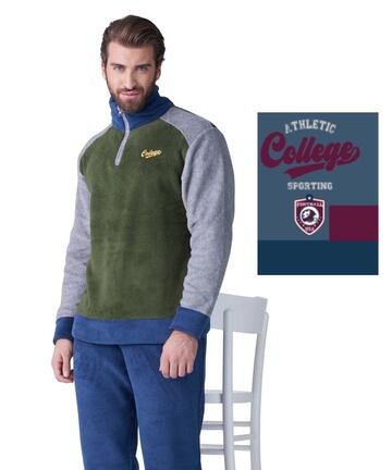 Pigiama uomo con zip in caldo PILE coral Karelpiu' KF9369