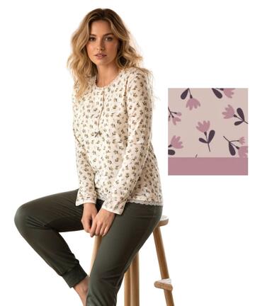 Karelpiu' KI1010 Women's Warm Cotton Jersey Pajamas