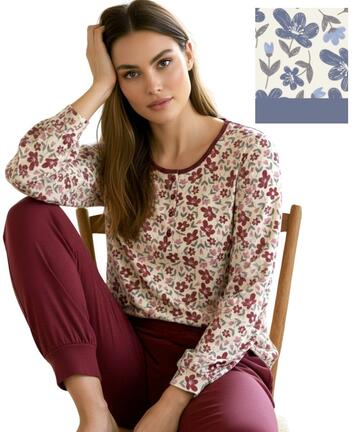 Pigiama donna in jersey di cotone caldo Karelpiu' KI1022 - CIAM Centro Ingrosso Abbigliamento