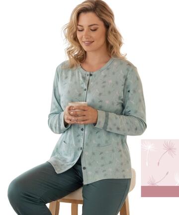 Pigiama donna aperto in jersey di cotone caldo Karelpiu' KI1027 - CIAM Centro Ingrosso Abbigliamento