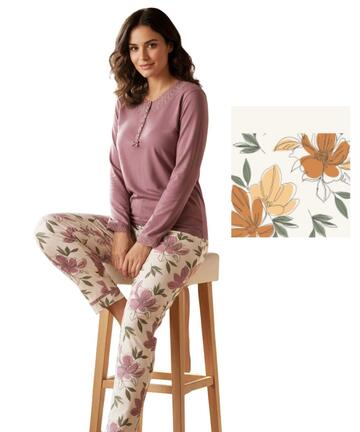 Karelpiu' KI1029 Women's Warm Cotton Jersey Pajamas