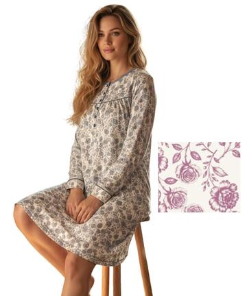 Camicia da notte donna in jersey di cotone caldo Karelpiu' KI1033