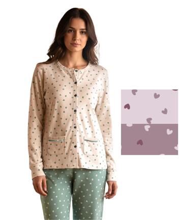 Pyjama ouvert pour femme Karelpiu' KI1053 en jersey de coton chaud