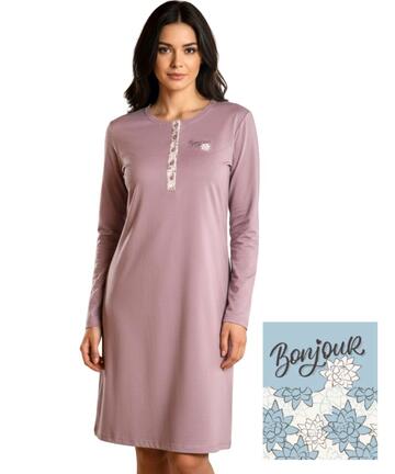 Camicia da notte donna calibrata in jersey di cotone caldo Karelpiu' KI1060 - CIAM Centro Ingrosso Abbigliamento