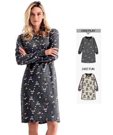 Camicia da notte in jersey di cotone caldo Infiore Koala KLO632990 - CIAM Centro Ingrosso Abbigliamento