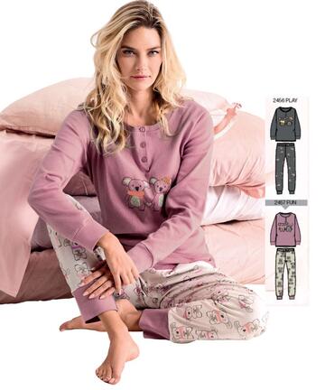 Pigiama donna in jersey di cotone caldo Infiore Koala KLO652989 - CIAM Centro Ingrosso Abbigliamento