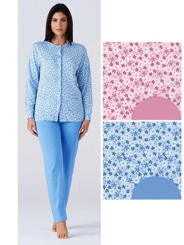 Pigiama donna aperto in jersey di cotone caldo Karelpiu' KY7019 - CIAM Centro Ingrosso Abbigliamento