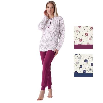 Pigiama donna calibrato in jersey di cotone caldo Karelpiu' KY7024 - CIAM Centro Ingrosso Abbigliamento