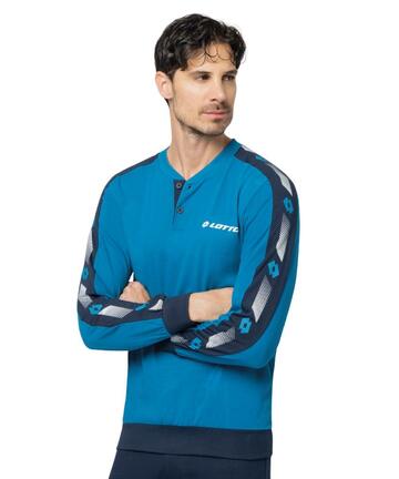 Pigiama uomo lungo a serafino in jersey di cotone Lotto LP1217