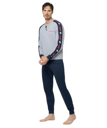 Pigiama uomo lungo a serafino in jersey di cotone Lotto LP1217