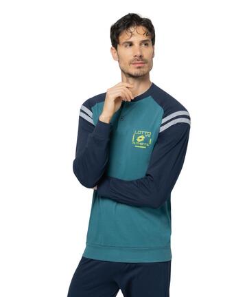 Pigiama uomo lungo a serafino in jersey di cotone Lotto LP1220
