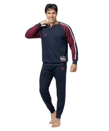 Pigiama uomo a serafino in jersey di cotone caldo Lotto LP2130 - CIAM Centro Ingrosso Abbigliamento