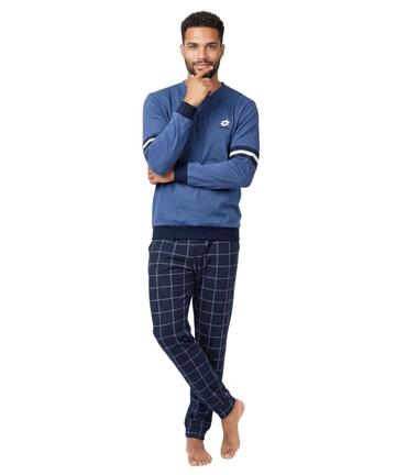 Pigiama uomo a serafino in jersey di cotone caldo Lotto LP2144 - CIAM Centro Ingrosso Abbigliamento