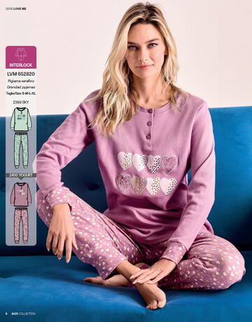 Pigiama donna in jersey di cotone caldo Infiore Love Me LVM652820 - CIAM Centro Ingrosso Abbigliamento