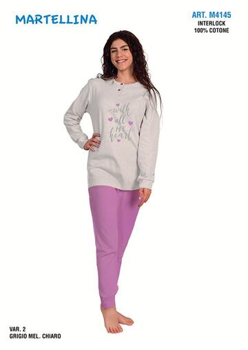 Pigiama da ragazza in CALDO cotone Martellina M4145