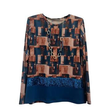 WOMEN'S LONG-SLEEVED PATTERNED BLOUSE BY CHIARA AUTIERI MA3053 - CIAM Centro Ingrosso Abbigliamento