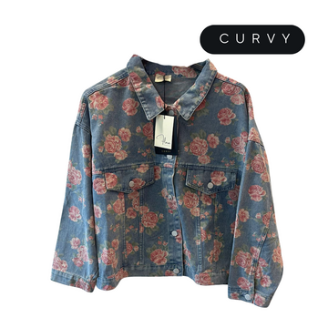 WOMEN'S DENIM JACKET FLOWERS OVER FLORA CURVY ML0042
