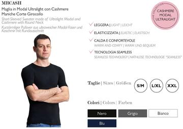 Maglia uomo girocollo a manica corta in cashmere ultralight Prisco Mr Cash - CIAM Centro Ingrosso Abbigliamento