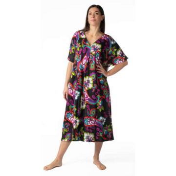 WOMEN'S VISCOSE DRESS WITH AVE NECK SHORT SLEEVE MARILA DILETTA - CIAM Centro Ingrosso Abbigliamento