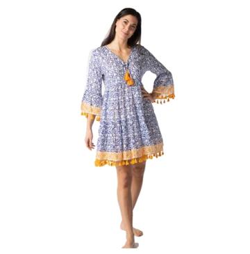 WOMEN'S DRESS WITH COTTON TASSELS VOICE MARILA 55206 - CIAM Centro Ingrosso Abbigliamento