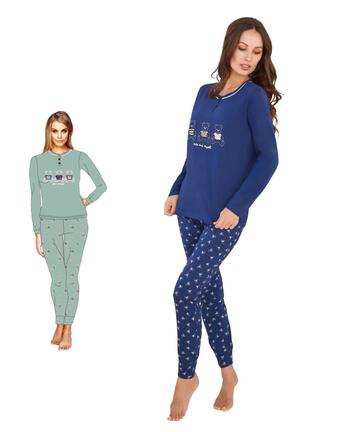 Pigiama donna in jersey di cotone Oro Nero OD563