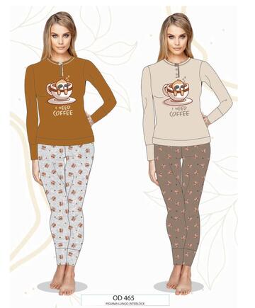 Pigiama donna in jersey di cotone caldo Oro Nero OD465 - CIAM Centro Ingrosso Abbigliamento