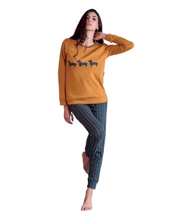 Pigiama donna in jersey di cotone caldo Oro Nero OD485 - CIAM Centro Ingrosso Abbigliamento