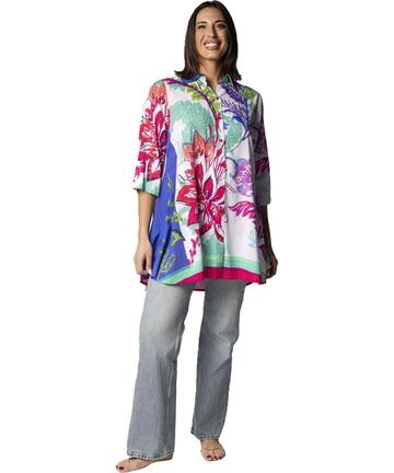 CAMICIONA DONNA COTONE MANICA 3/4 MARILA ON-101