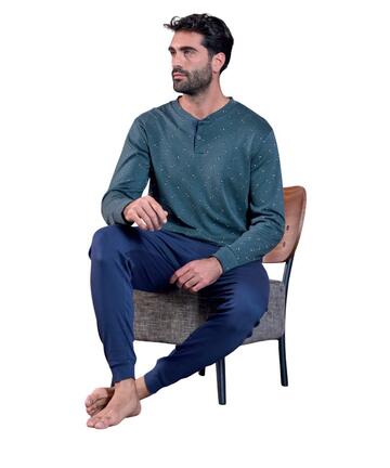 Pigiama uomo in jersey di cotone caldo Oro Nero OU495 - CIAM Centro Ingrosso Abbigliamento