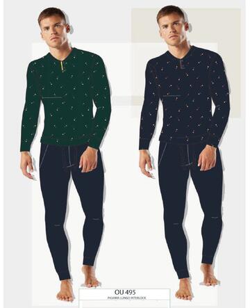 Pigiama uomo in jersey di cotone caldo Oro Nero OU495 - CIAM Centro Ingrosso Abbigliamento