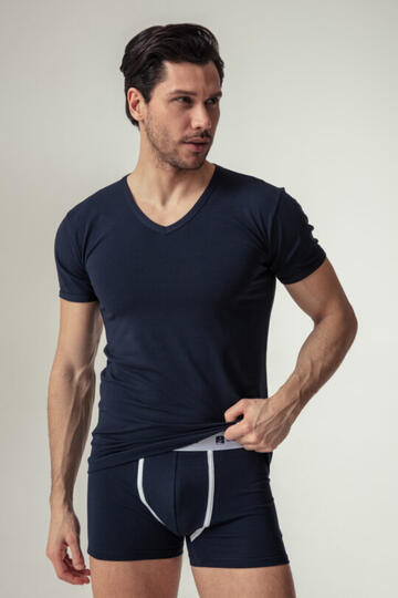 Bi-elastic cotton T-shirt with v-neck Oltremare 685 - CIAM Centro Ingrosso Abbigliamento