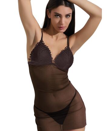 Ensemble nuisette en dentelle et micro-tulle pour femme avec string Pura P0855C - CIAM Centro Ingrosso Abbigliamento