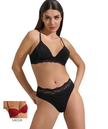 Soutien-gorge triangle rembourré pour femme en viscose et dentelle avec culotte brésilienne Pura P0860C - CIAM Centro Ingrosso Abbigliamento