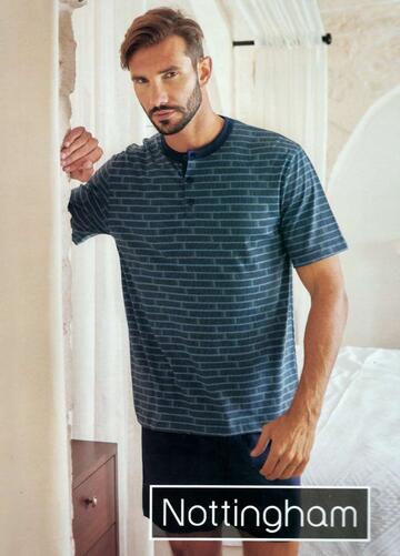 Pigiama uomo corto in jersey di cotone Nottingham PG36382 - CIAM Centro Ingrosso Abbigliamento