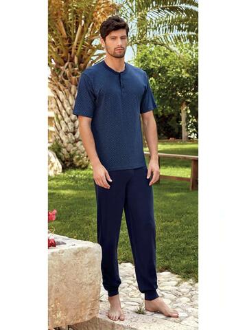 3-PIECE men's pajamas in Nottingham cotton jersey PG43128 - CIAM Centro Ingrosso Abbigliamento